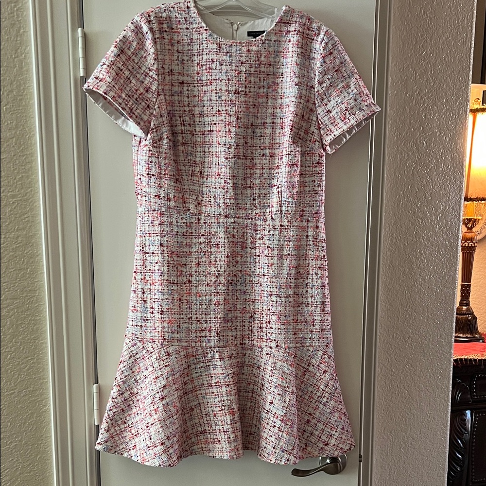 Ann Taylor Pink and White Tweed Dress